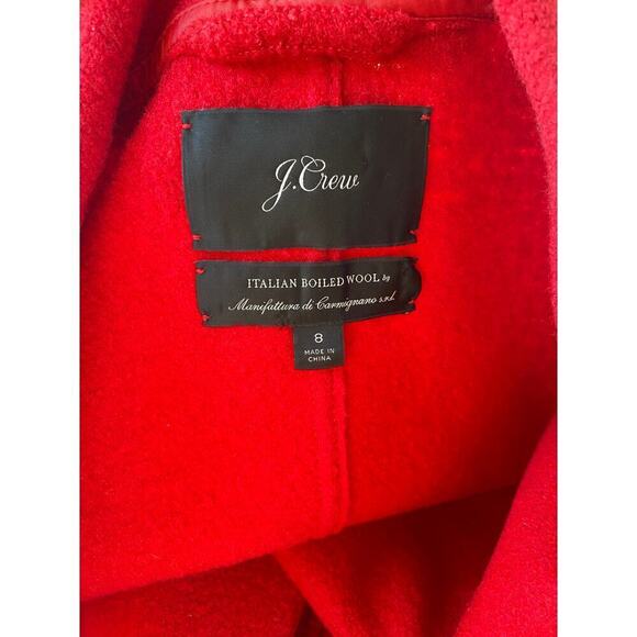 J.Crew Daphne Italian Boiled Wool Coat Red Double Breasted Longline Minimalist - Picture 10 of 12